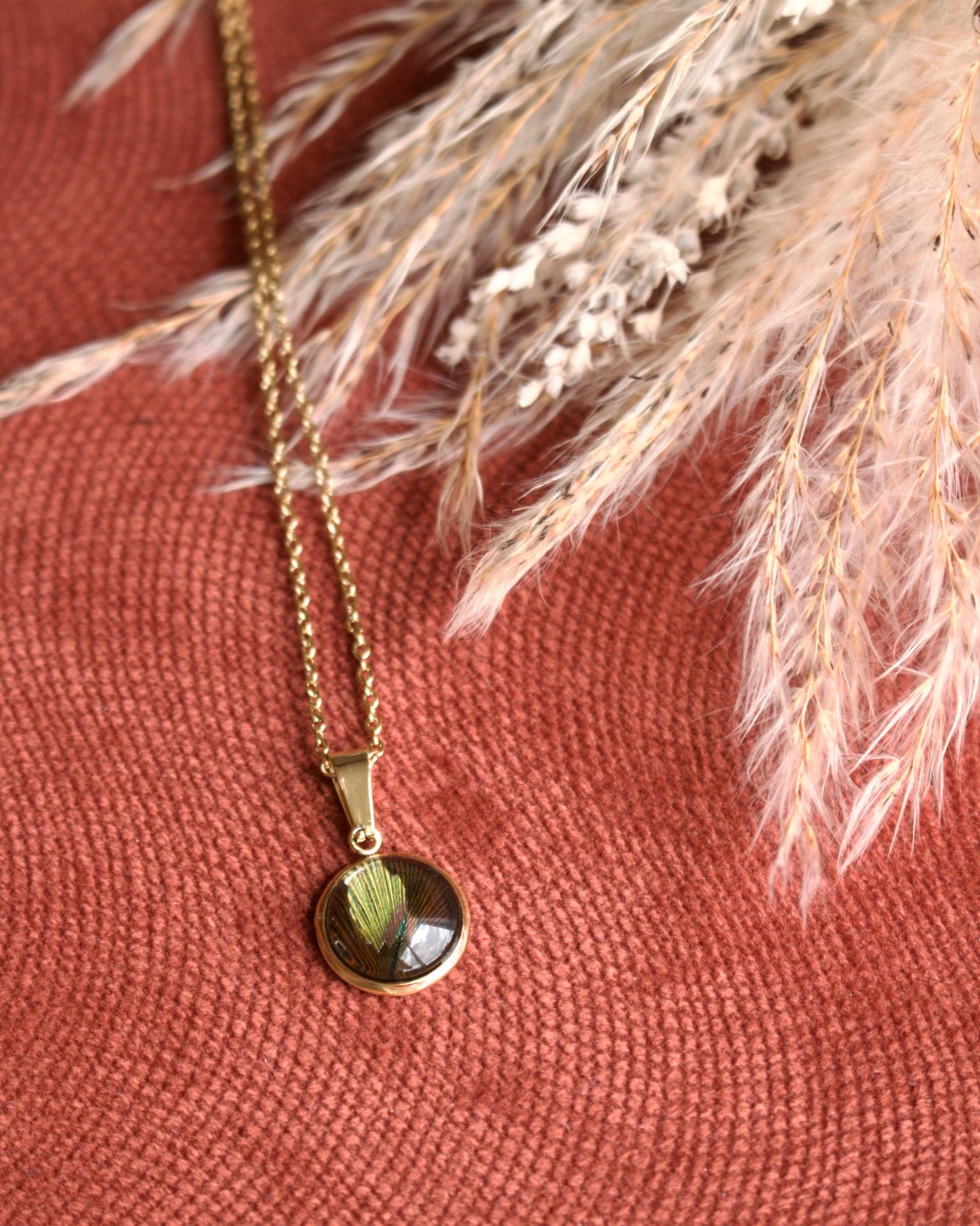 Nouveau Collier Secret Paon vert
