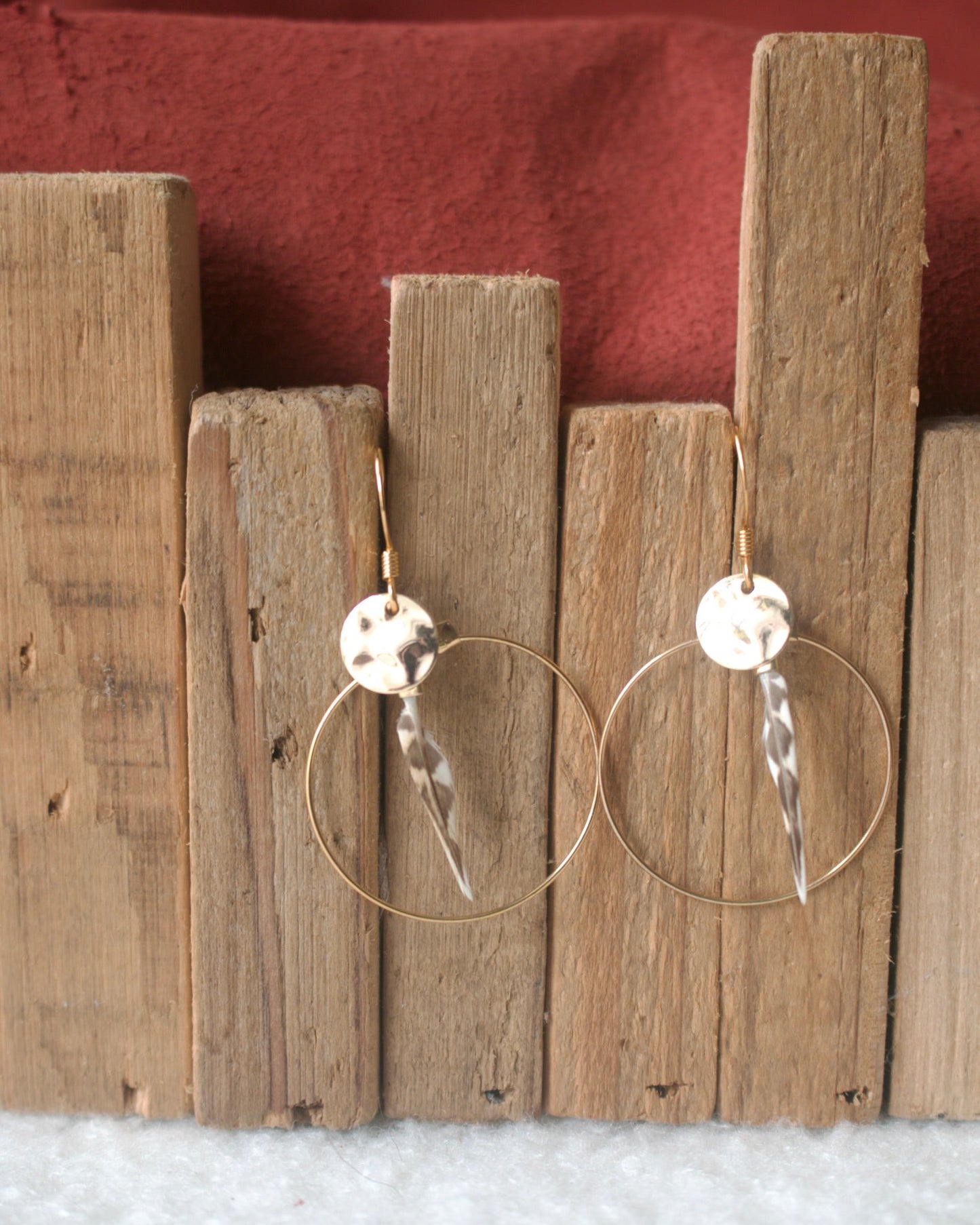 Boucles d'oreilles Créole Bécasse (plume du peintre)