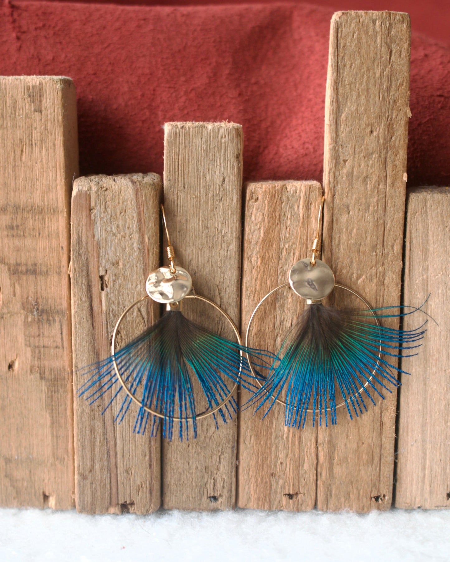 Boucles d'oreilles Créole Paon bleu