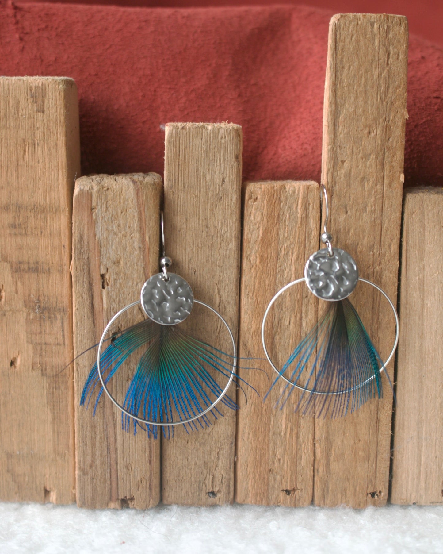 Boucles d'oreilles Créole Paon bleu
