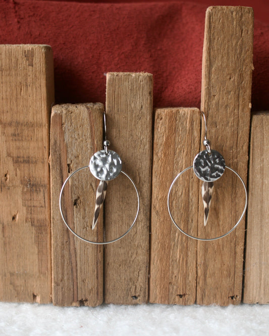 Boucles d'oreilles Créole Bécasse (plume du peintre)