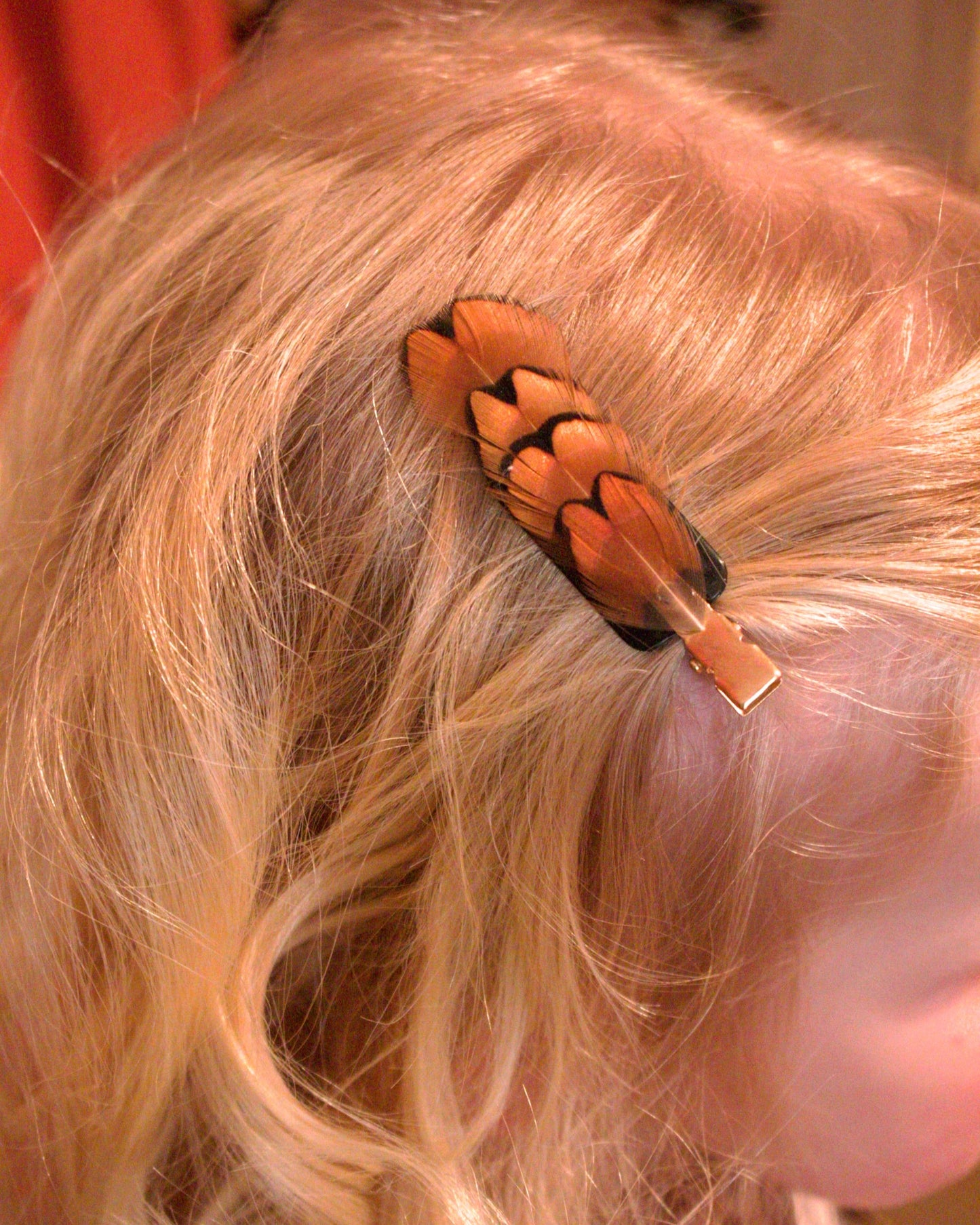 Pince à cheveux Faisan commun orangé